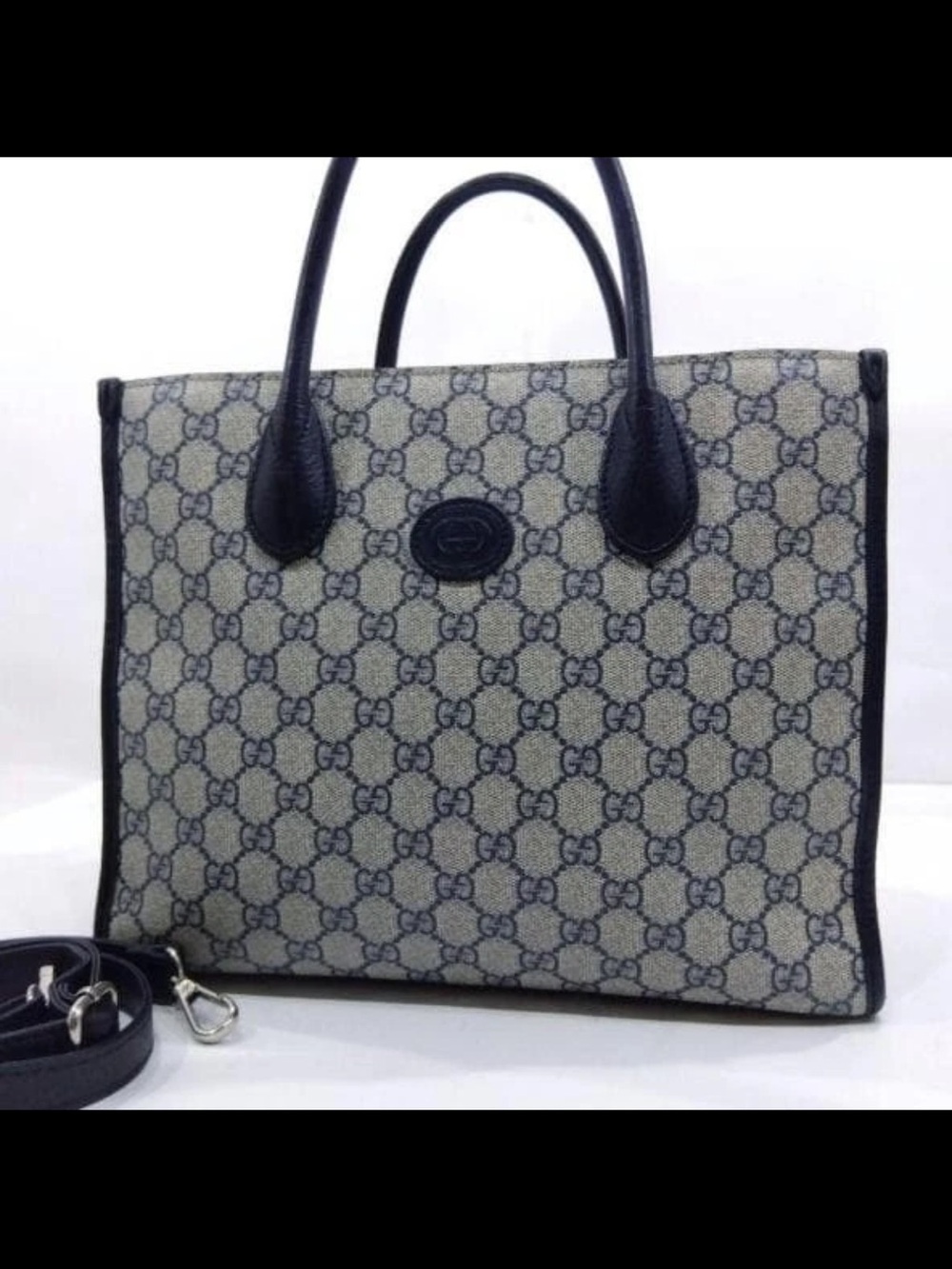 Gucci Beige and Navy GG Canvas Tote
